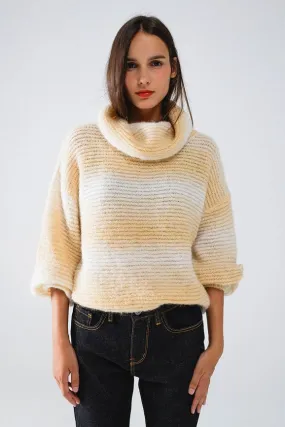 Oversized Turtleneck Comfy Sweater in Warm Neutral Tones