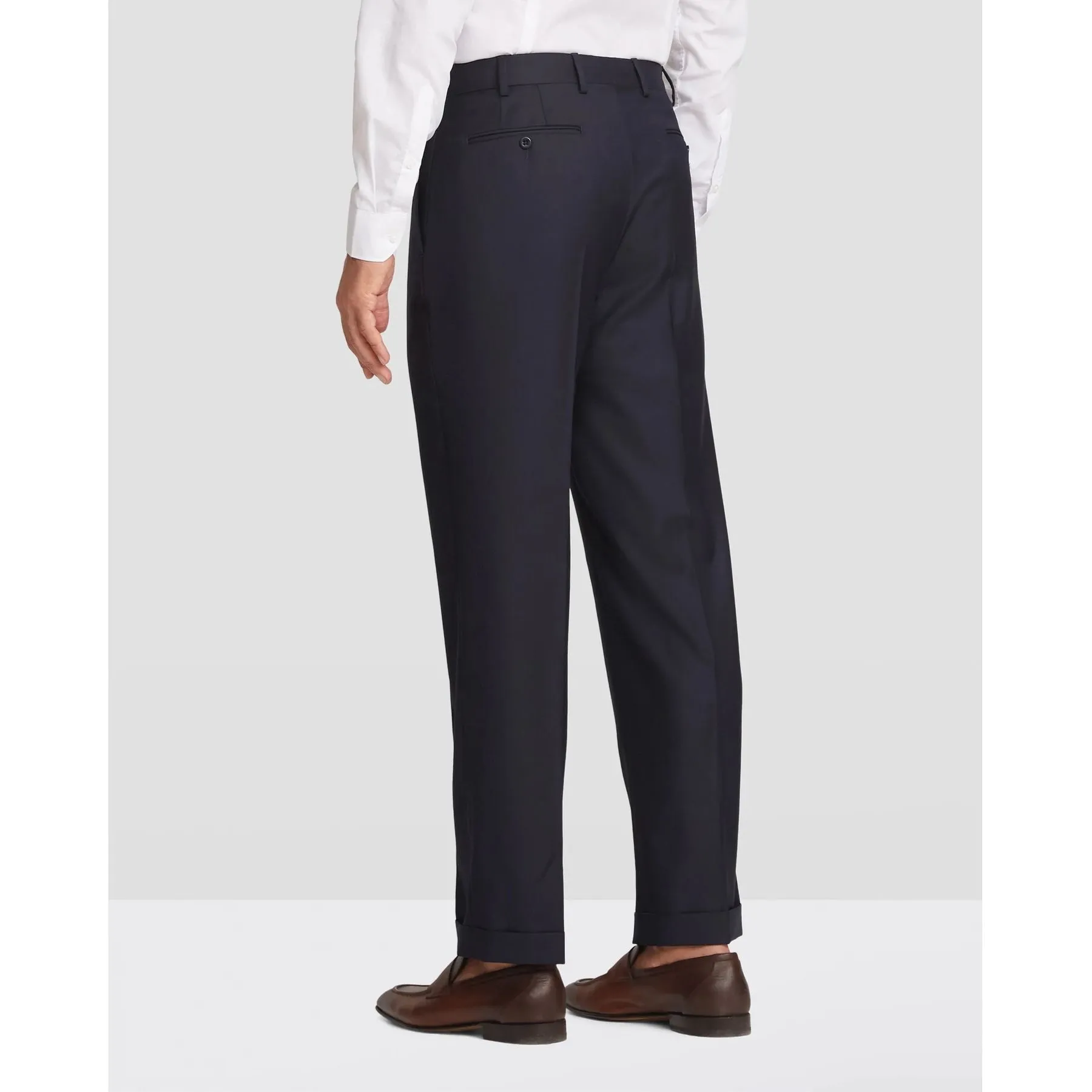 Parker Flat Front Stretch Wool Trouser in Navy (Modern Straight Fit) by Zanella