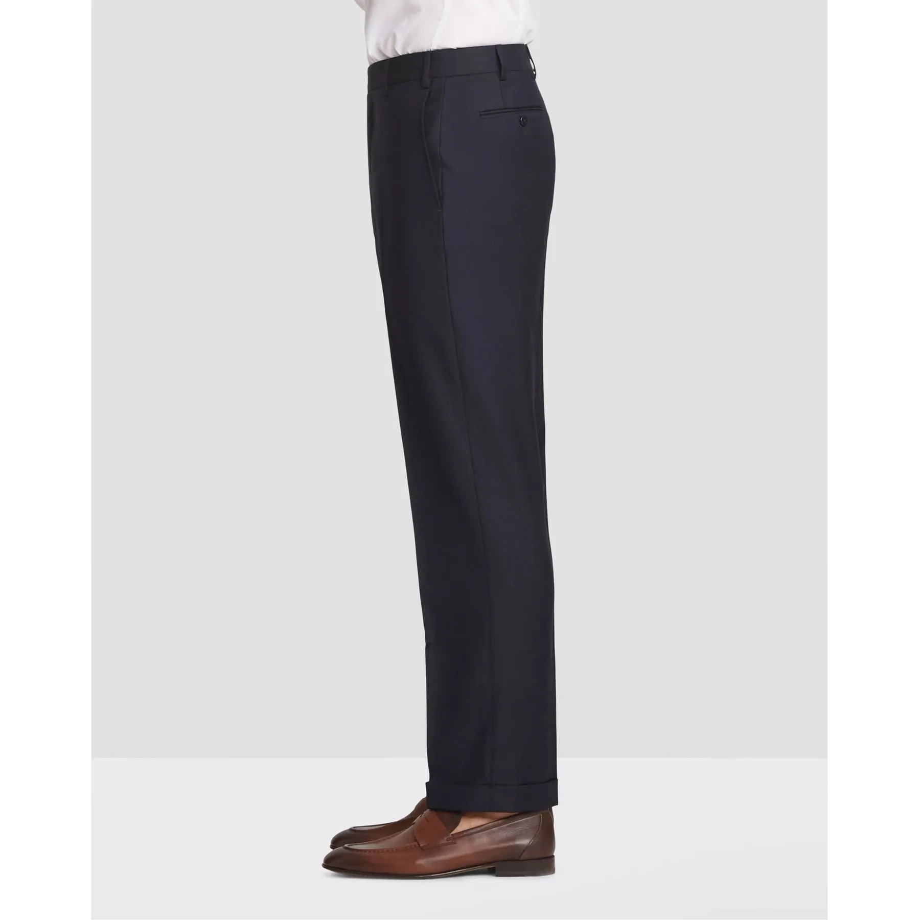 Parker Flat Front Stretch Wool Trouser in Navy (Modern Straight Fit) by Zanella