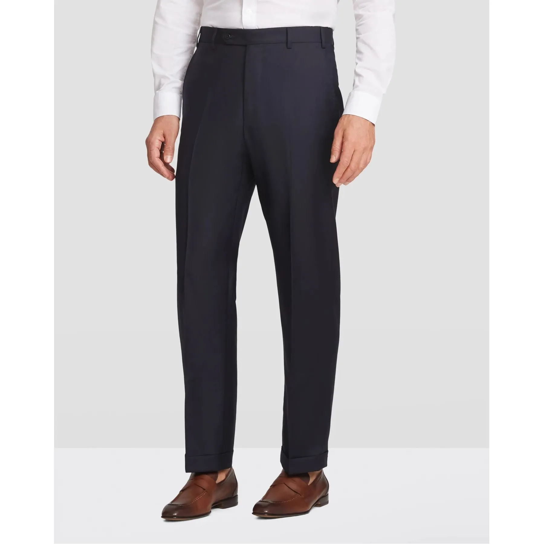 Parker Flat Front Stretch Wool Trouser in Navy (Modern Straight Fit) by Zanella