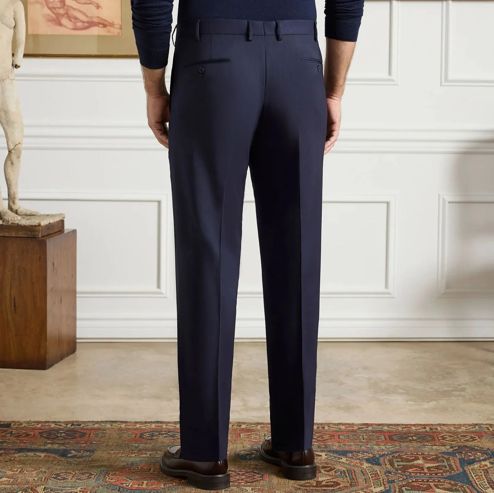 Parker Flat Front Stretch Wool Trouser in Navy (Modern Straight Fit) by Zanella