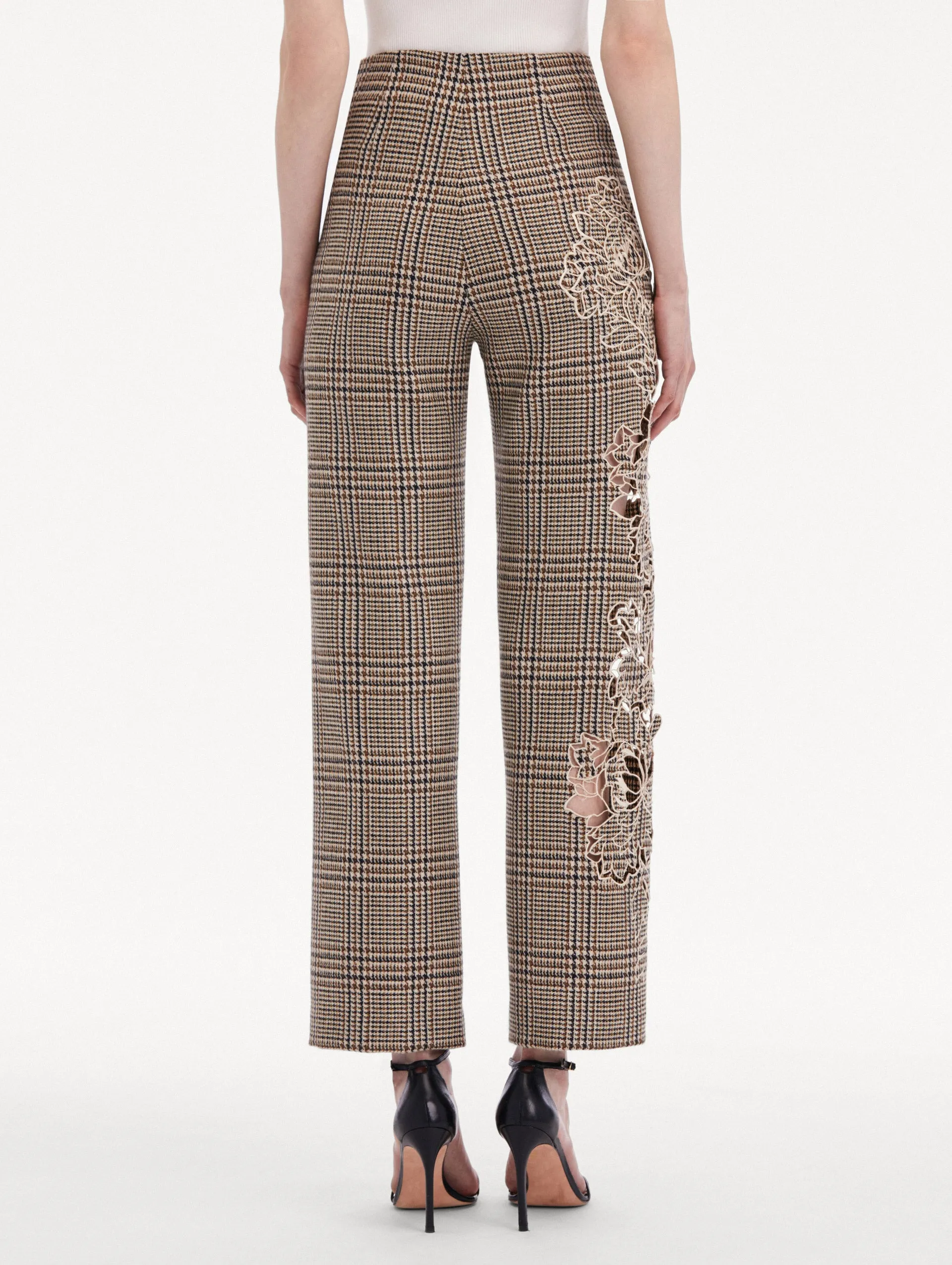 Peony Guipure Appliqué Plaid Pant