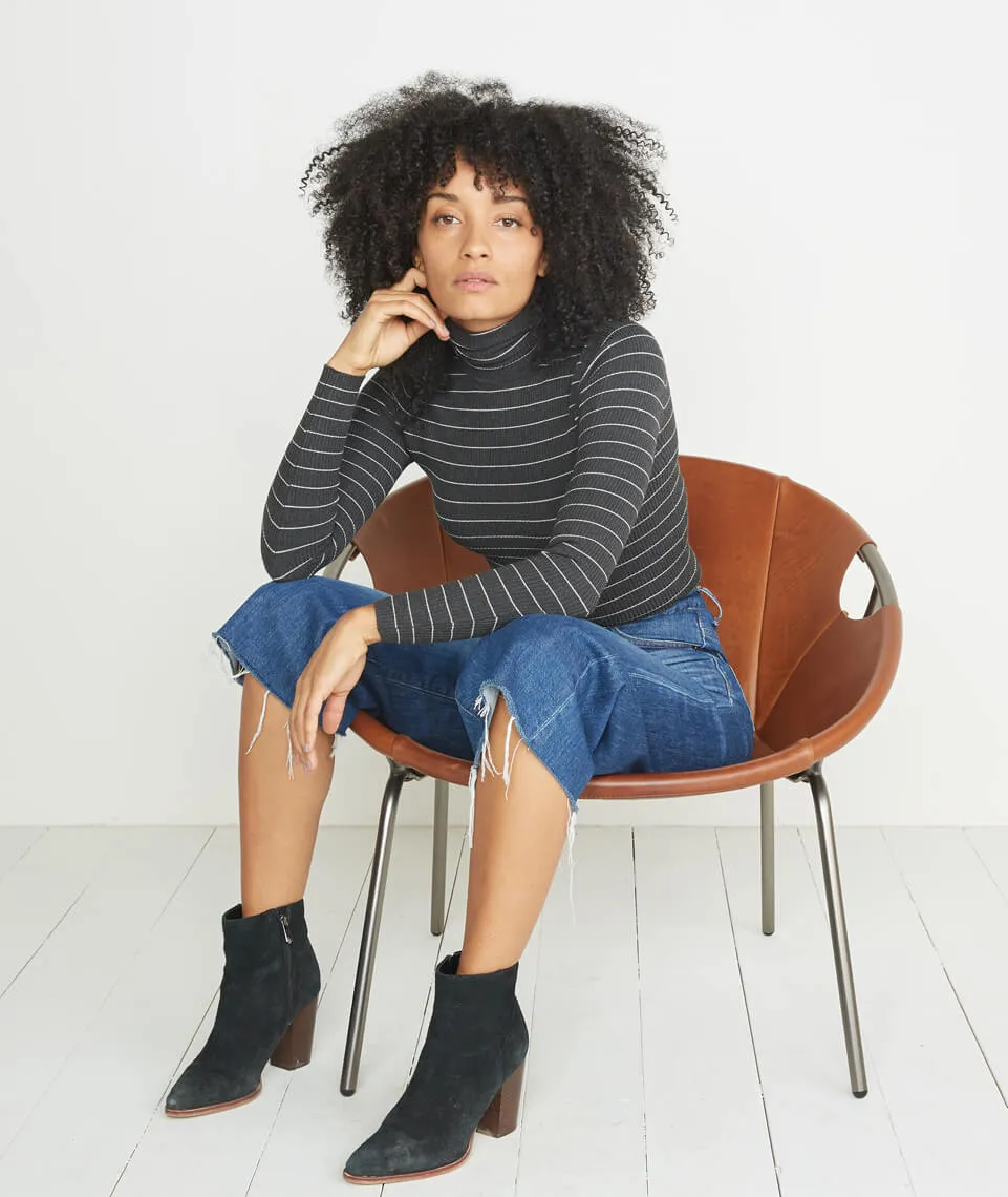 Piper Turtleneck in Charcoal Stripe