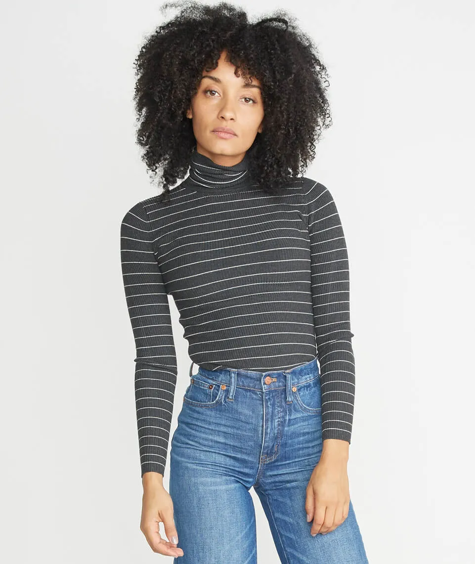 Piper Turtleneck in Charcoal Stripe