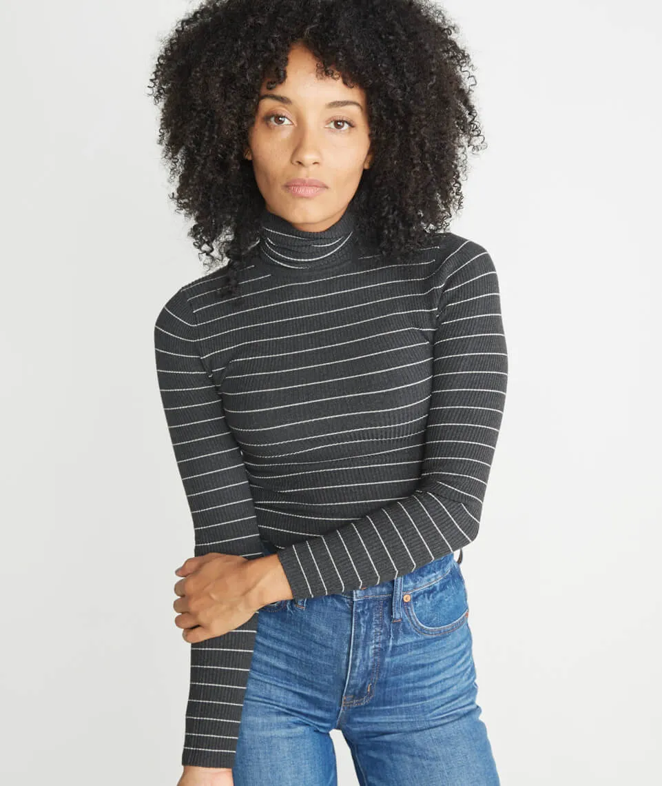 Piper Turtleneck in Charcoal Stripe