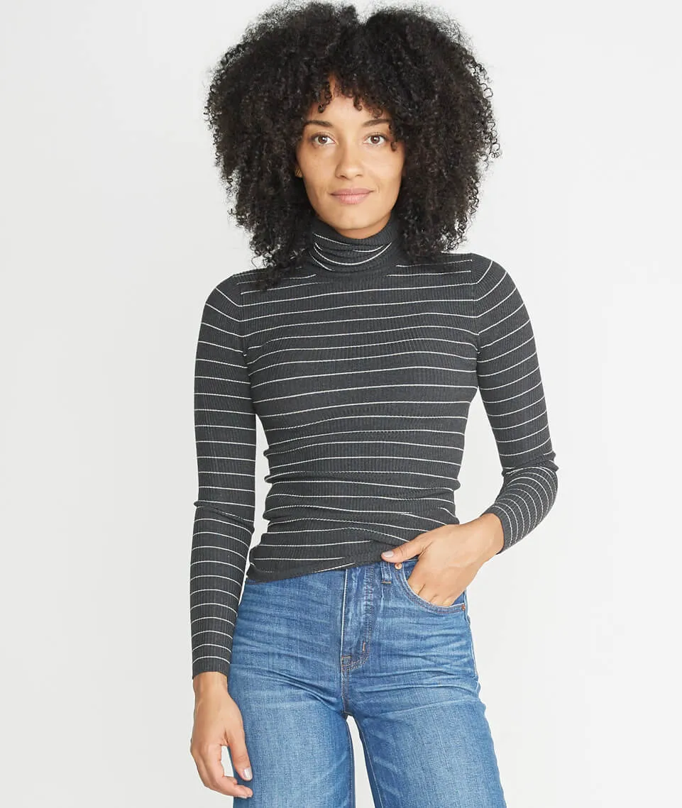 Piper Turtleneck in Charcoal Stripe