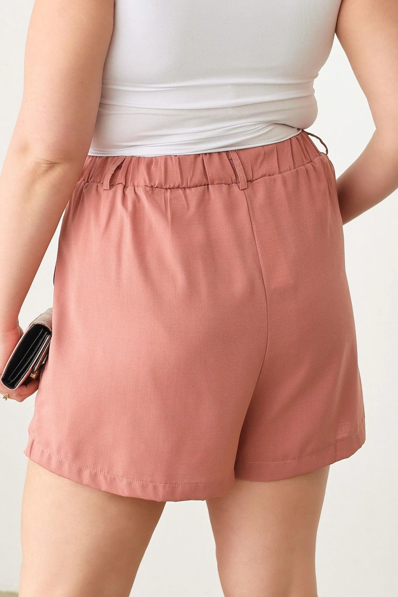 Plus Size Classic Elegant Solid High Waist Shorts