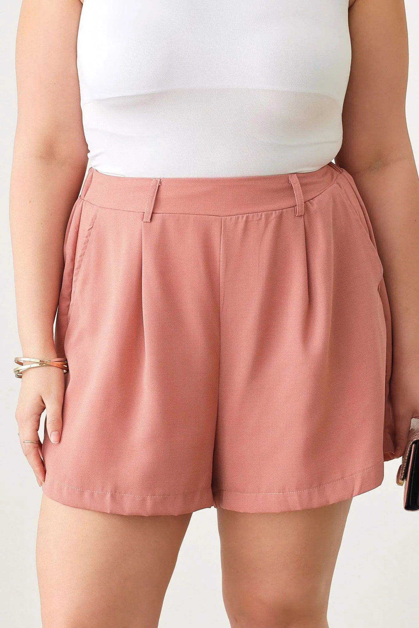 Plus Size Classic Elegant Solid High Waist Shorts