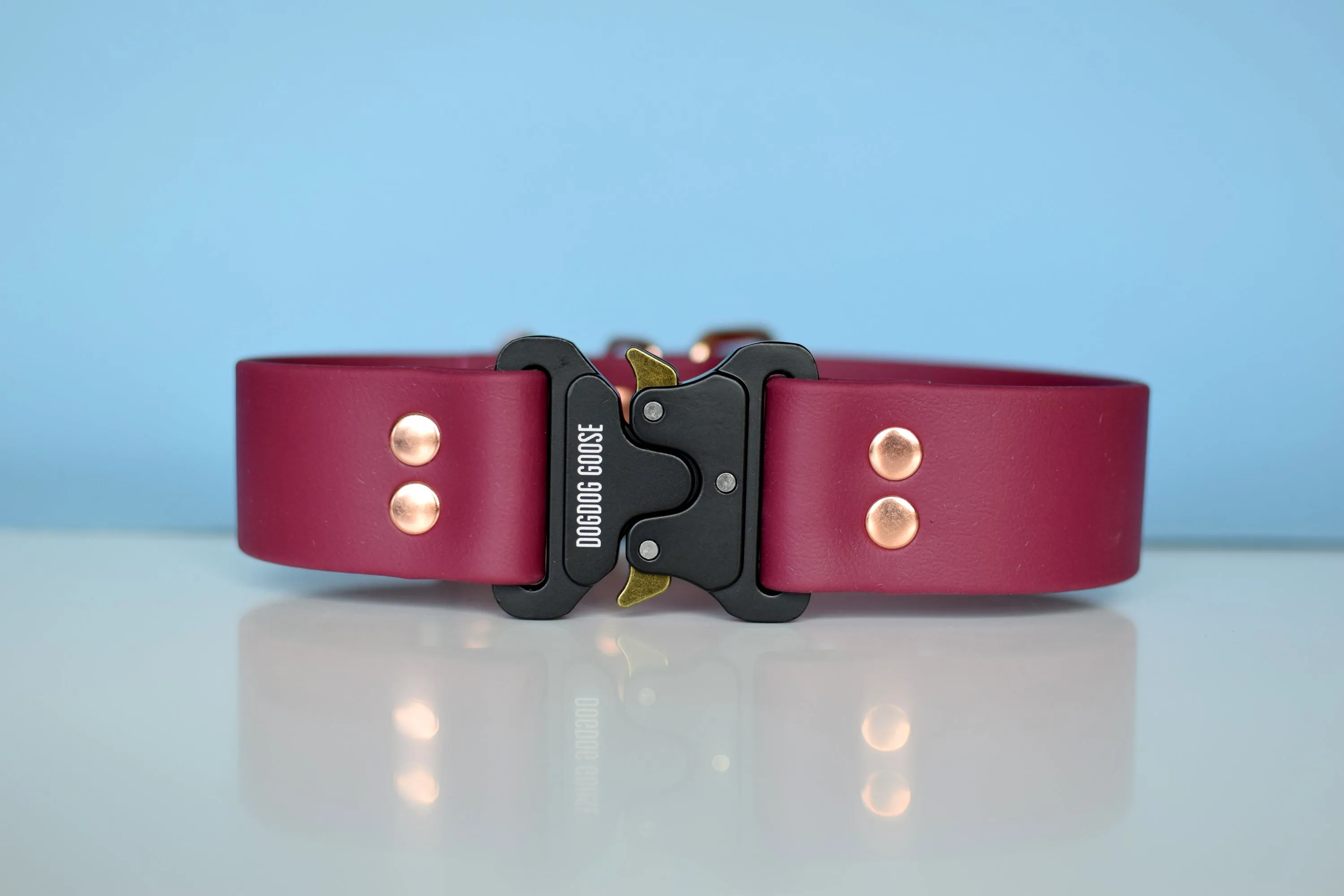 PREMADE COLLECTION - Burgundy Wine & Rose Gold Biothane Dog Collar