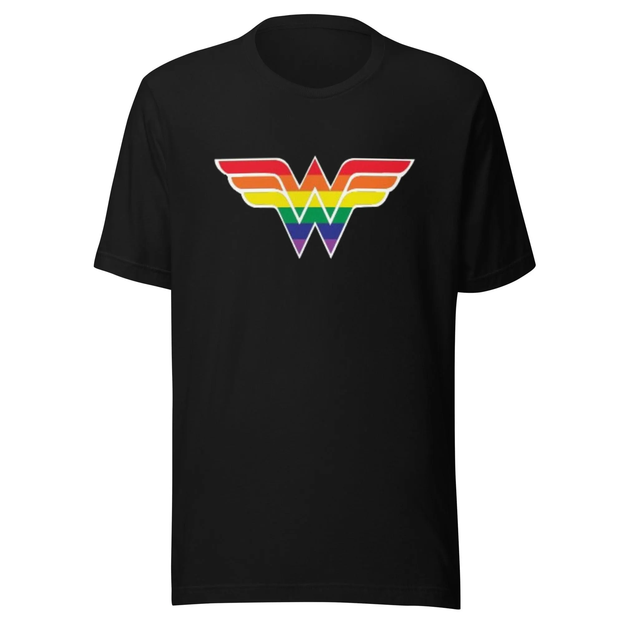 Pride T-shirt Super Hero Logo In Pride Colors 100% Cotton Short Sleeve Crew Neck Top