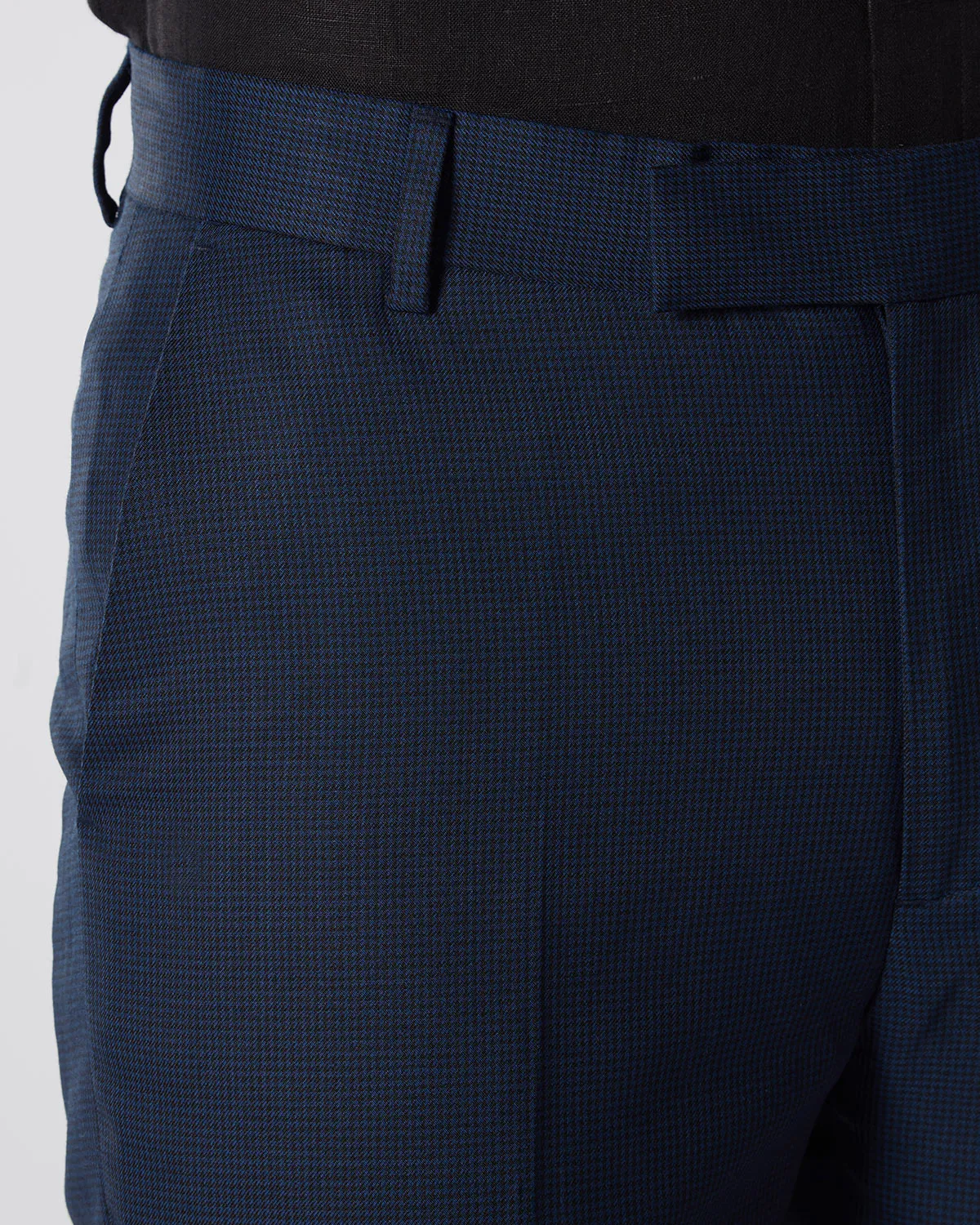 Prime Blended Wool Houndstooth Dress Pants - Navy