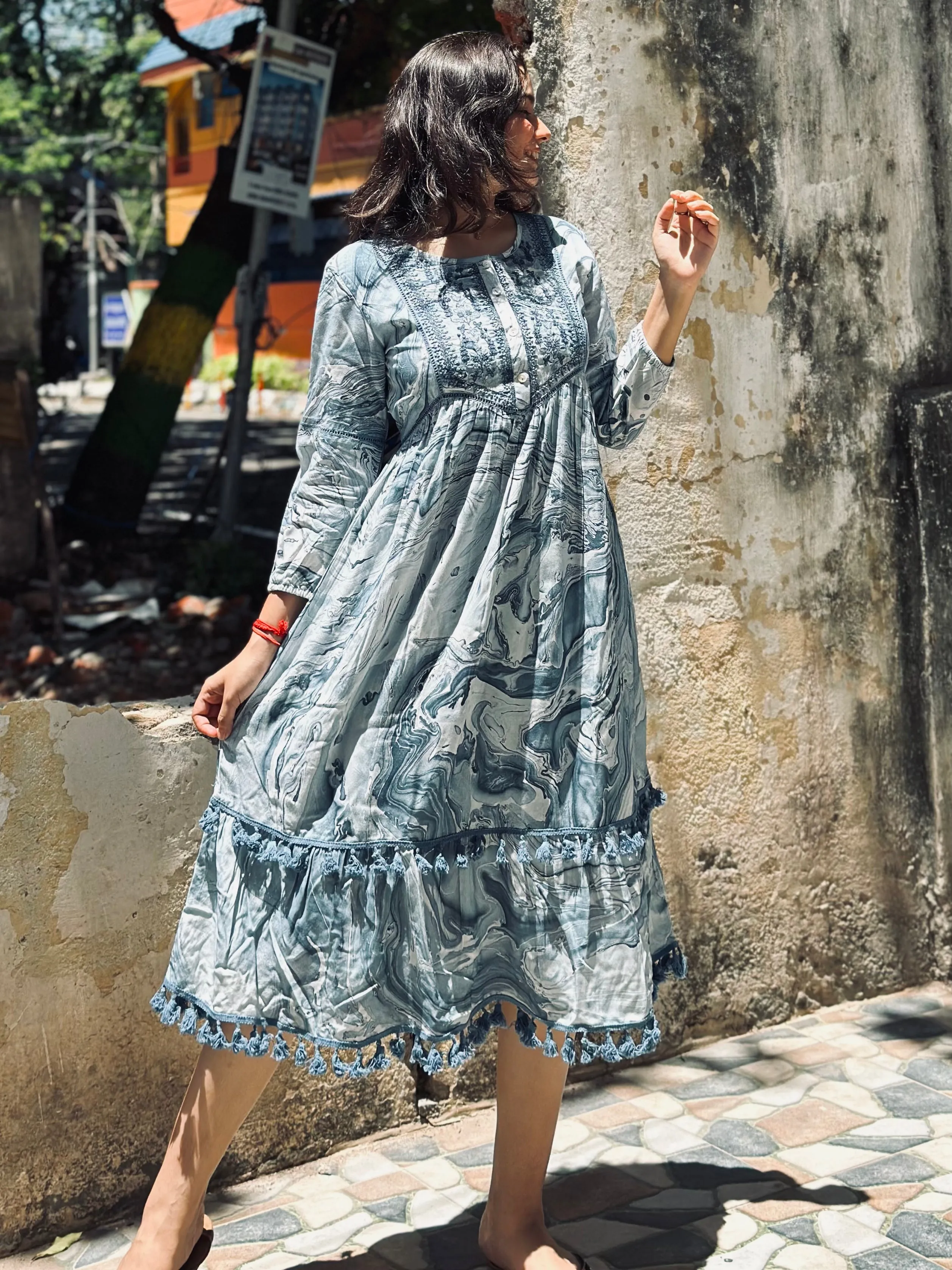 PRINTED MUSLIN DRESS