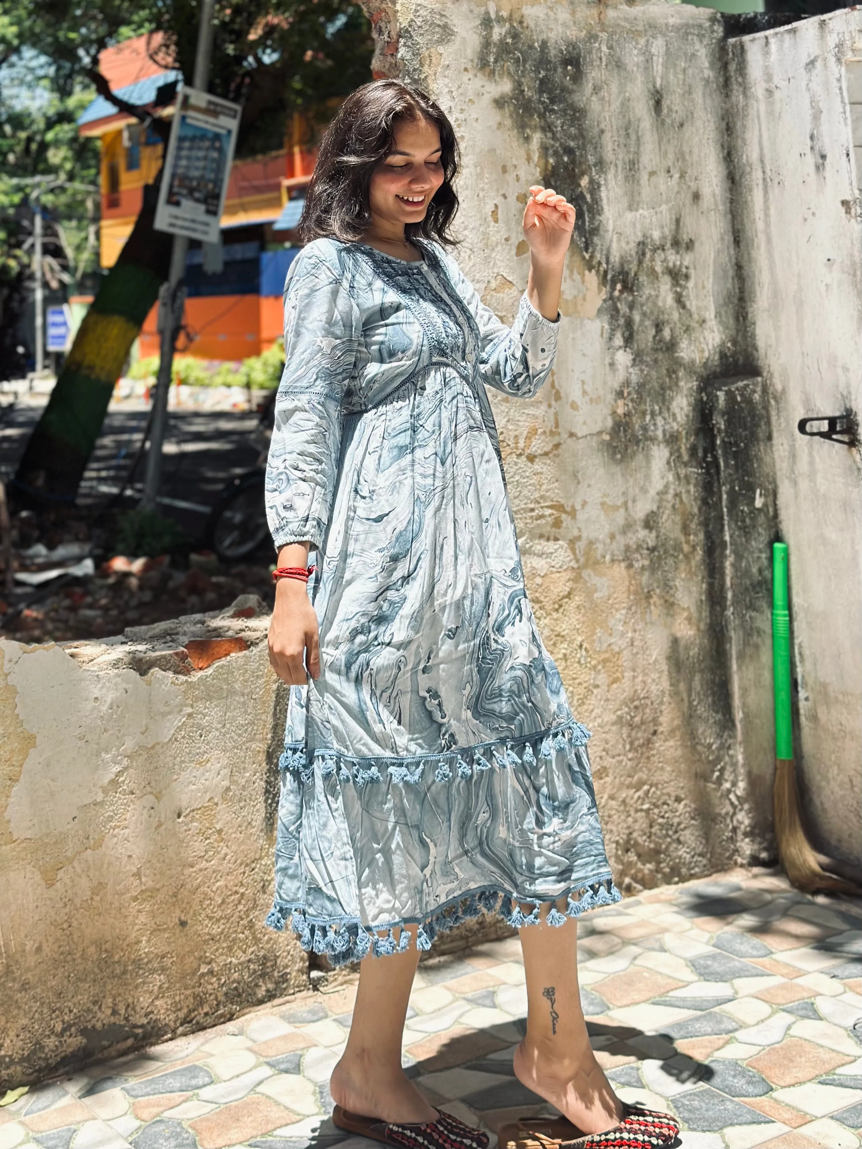 PRINTED MUSLIN DRESS