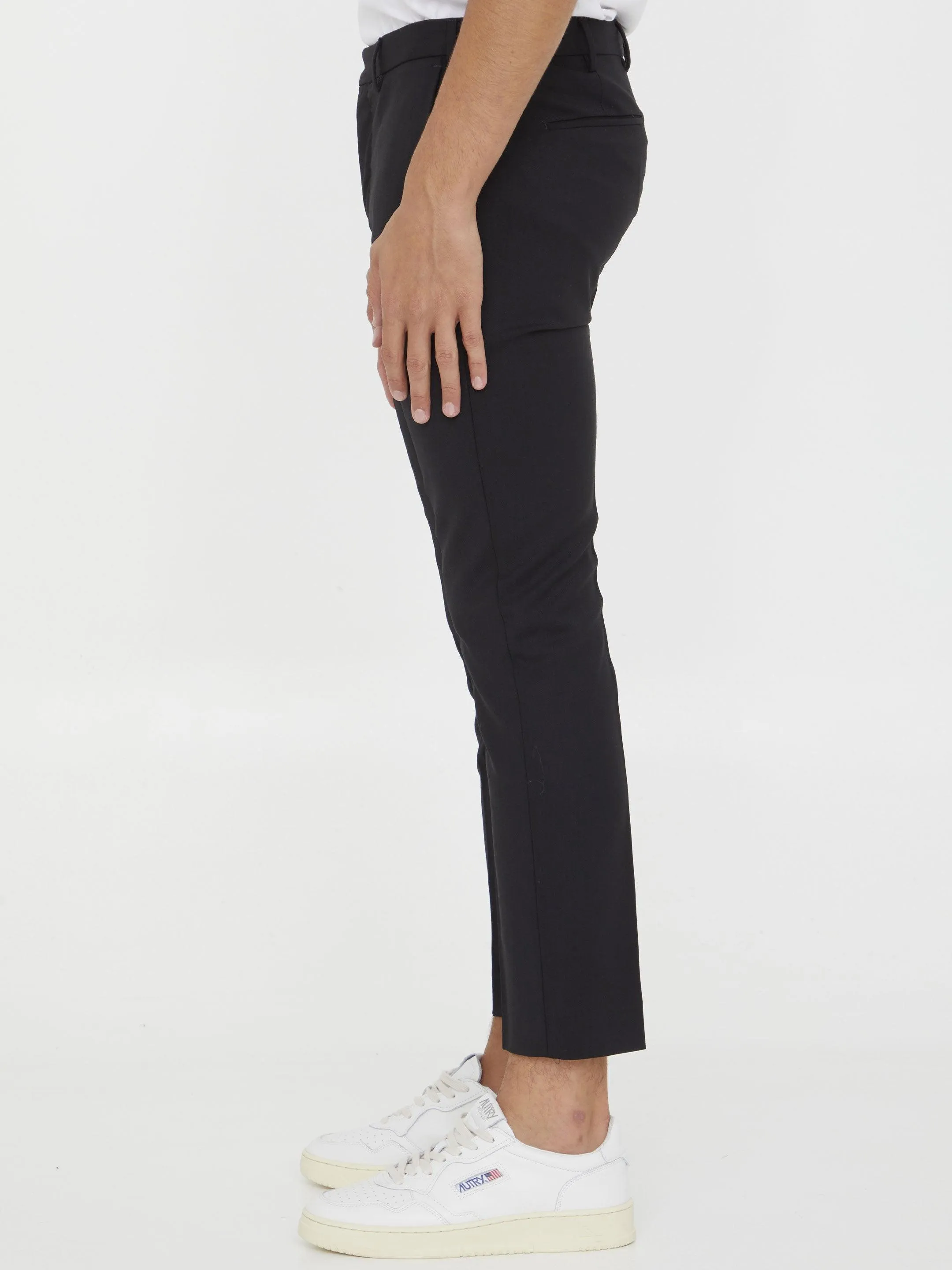 Pt Torino Black Wool Trousers