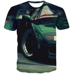 Racing Car T-shirt Men Metal Tshirt Anime City T-shirts 3d Gray Tshirts Cool Retro T-shirts Graphic