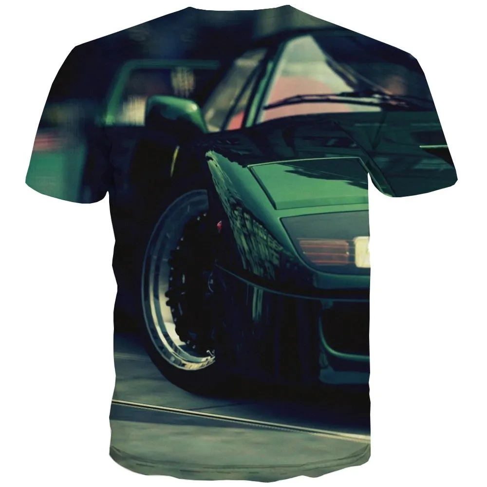 Racing Car T-shirt Men Metal Tshirt Anime City T-shirts 3d Gray Tshirts Cool Retro T-shirts Graphic