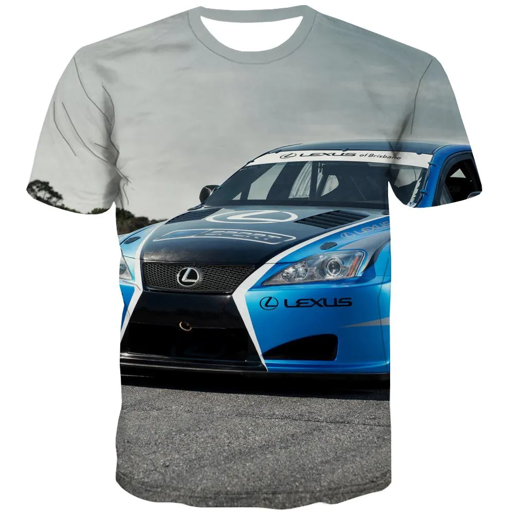 Racing Car T shirts Men Metal T-shirts 3d City Tshirts Cool Gray Shirt Print Retro Tshirt Printed