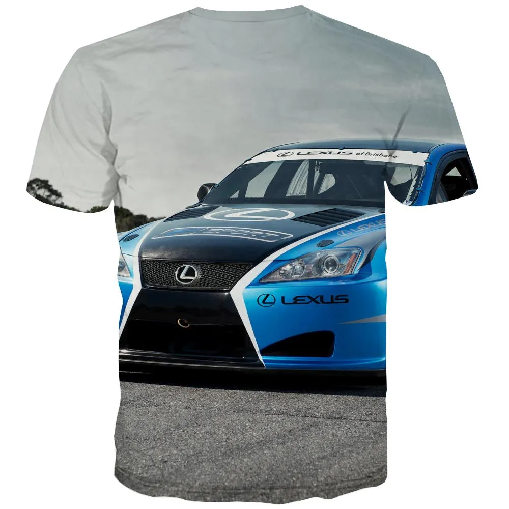 Racing Car T shirts Men Metal T-shirts 3d City Tshirts Cool Gray Shirt Print Retro Tshirt Printed