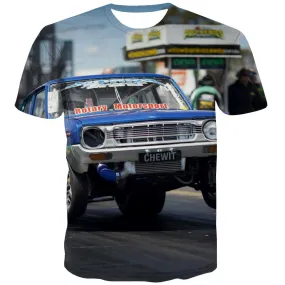 Racing Car T shirts Men Metal Tshirts Novelty City T-shirts 3d Gray Shirt Print Retro T-shirts Graphic