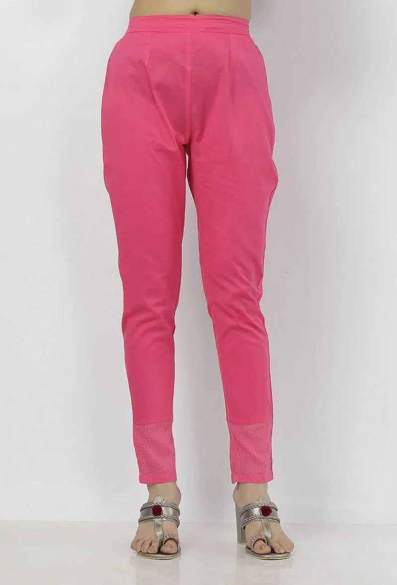 Raisa Pink Plain Cotton-Kota Pants