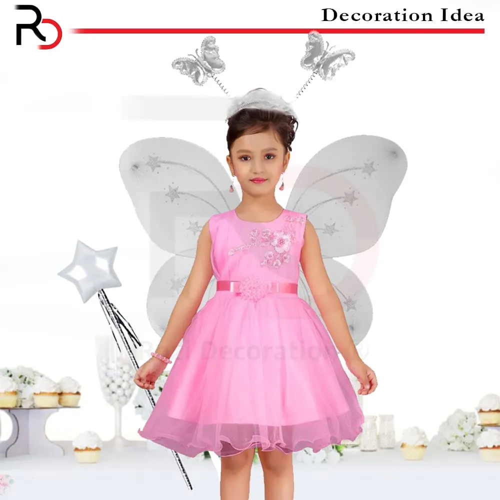 Rozi Decoration Butterfly fairy Angel Costume | Set of 3 Items - Butterfly Wing, Butterfly Wand & Hair Band | White(Plastic)