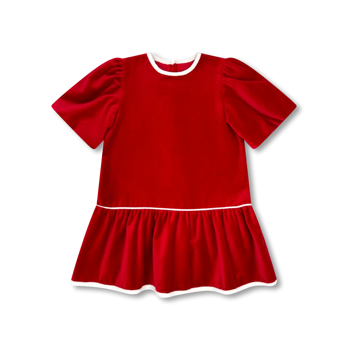 Ruby Red Drop Waist Velvet Dress (washable)