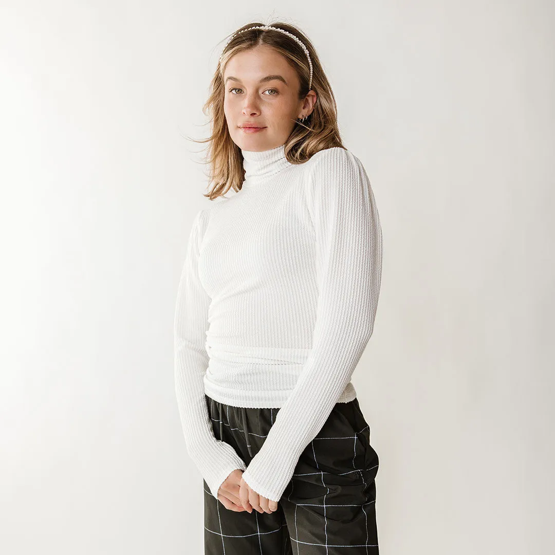 Sabrina Ribbed Turtleneck, White