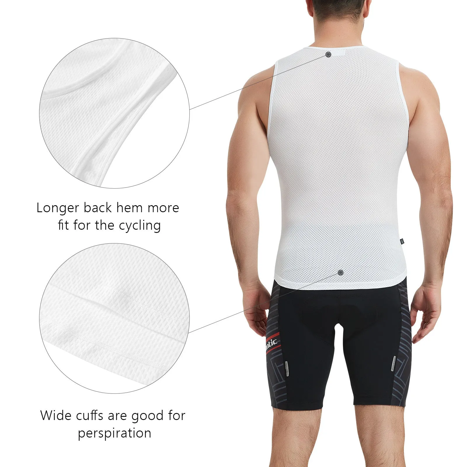 Santic Srui Men Cycling Vest Sleeveless Bike Base Layer White