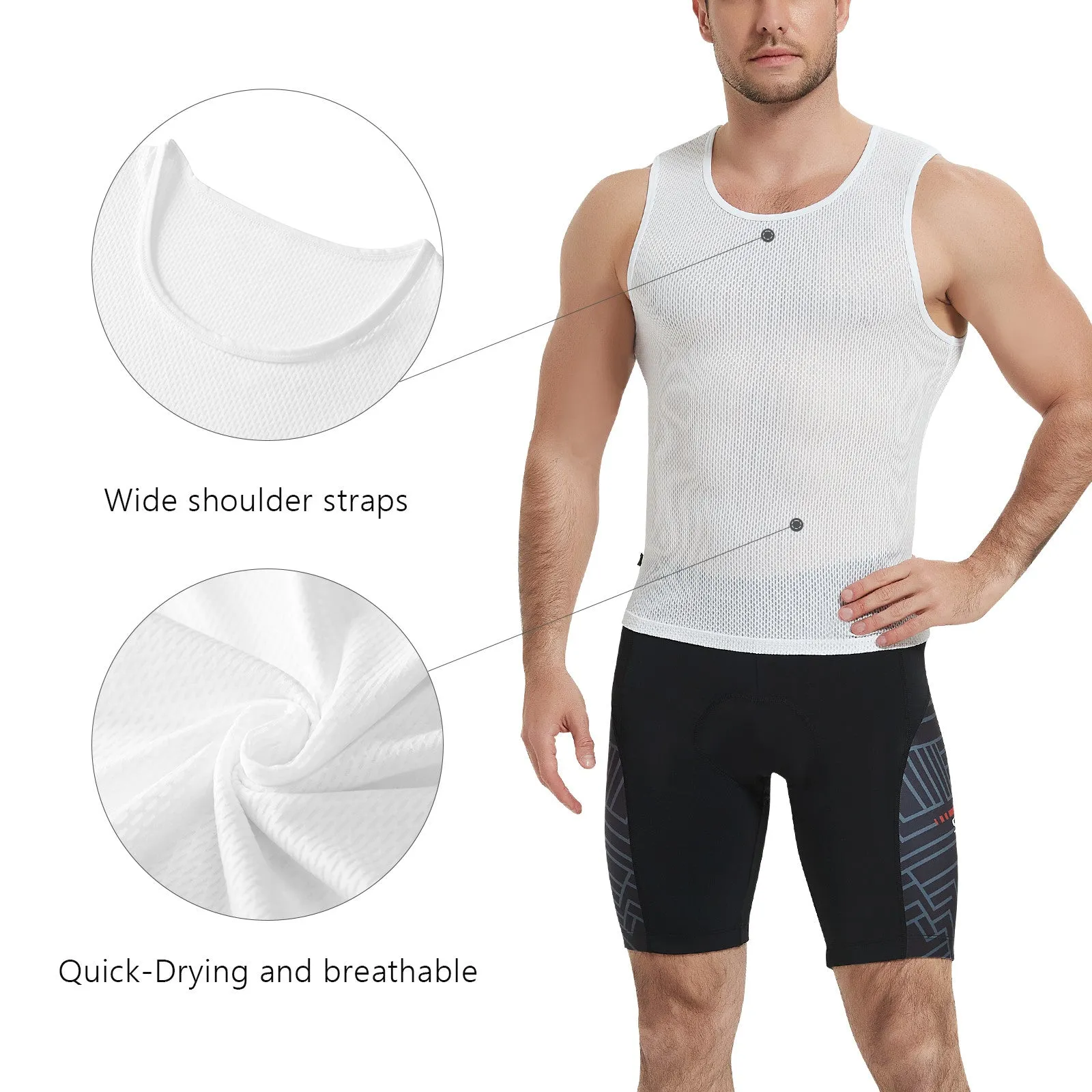 Santic Srui Men Cycling Vest Sleeveless Bike Base Layer White