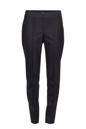 Satin-trimmed stretch-wool pants