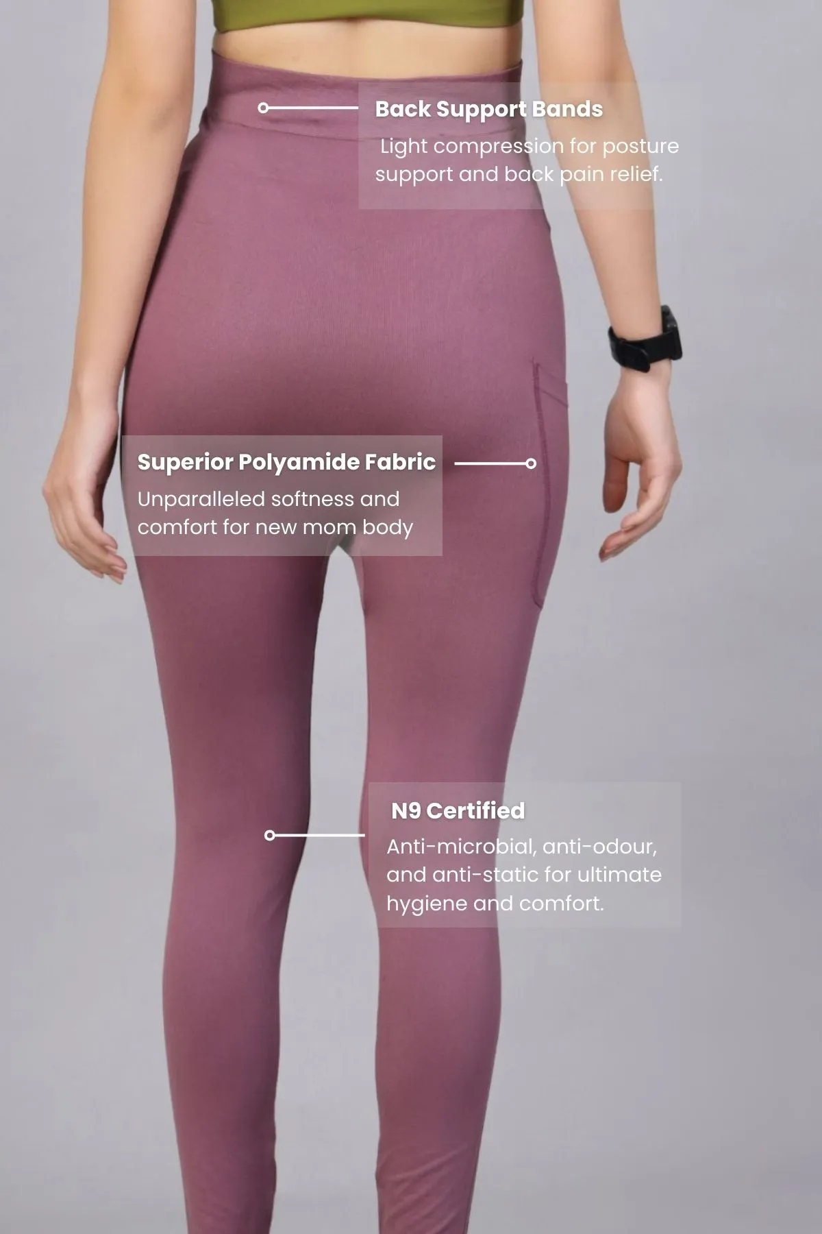 Seamless Adaptable Bump Support Tulipwood Maternity Leggings