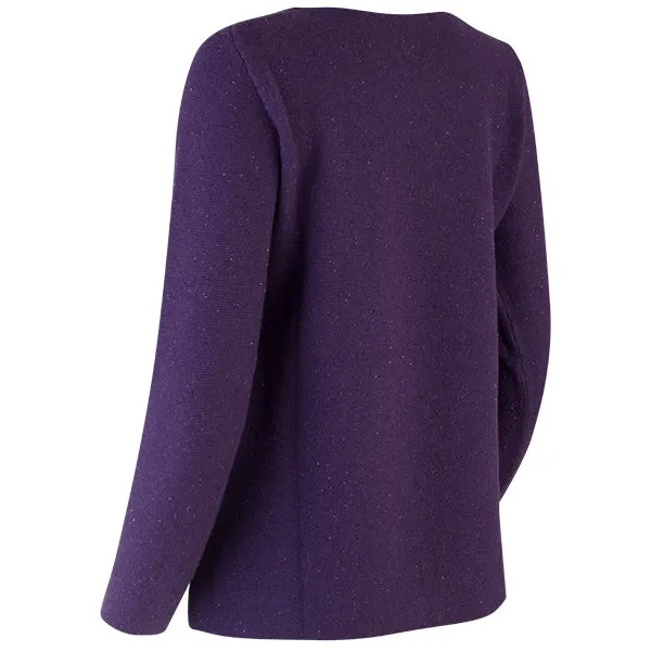 Sequin Round Neck Pullover in Grape