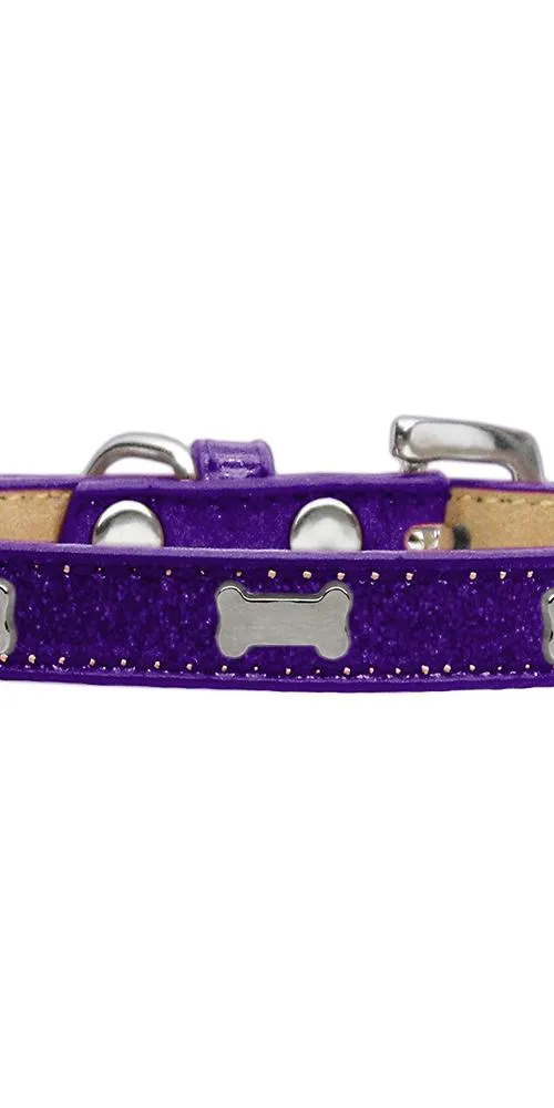 Silver Bone Widget Dog Collar Purple Ice Cream Size 10