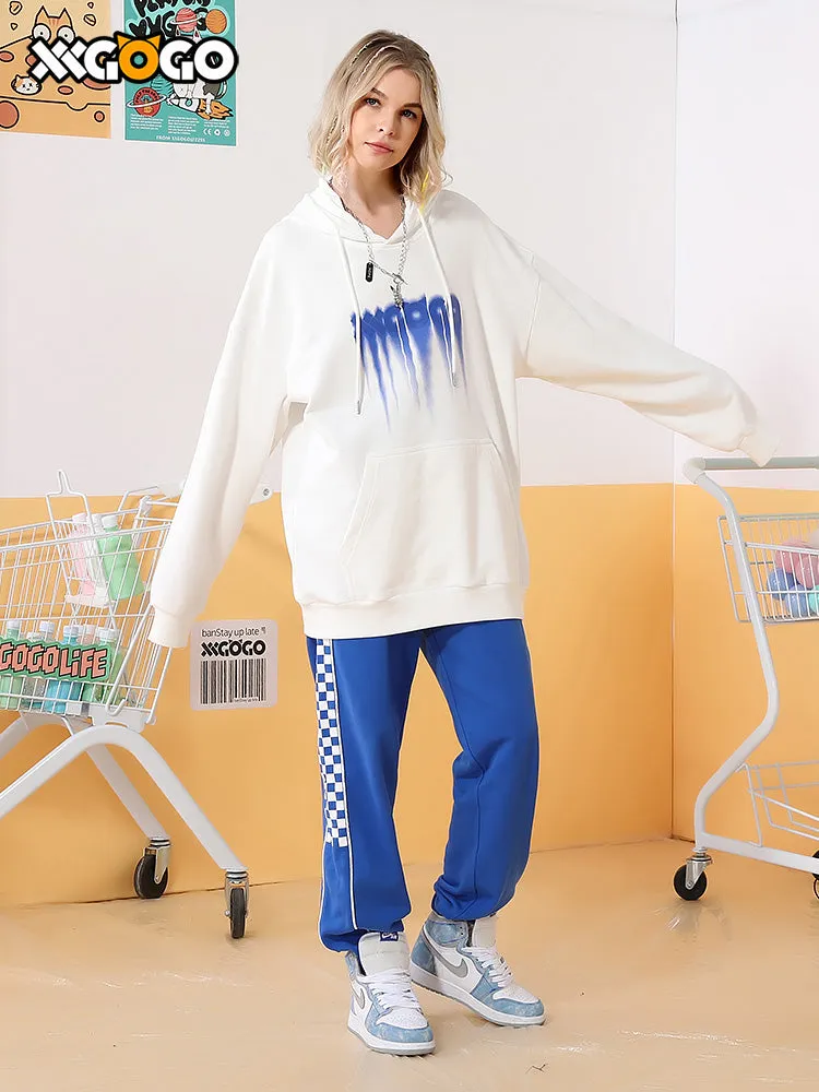 Simple style lines chequered side stripes body tag leg tracksuit pants