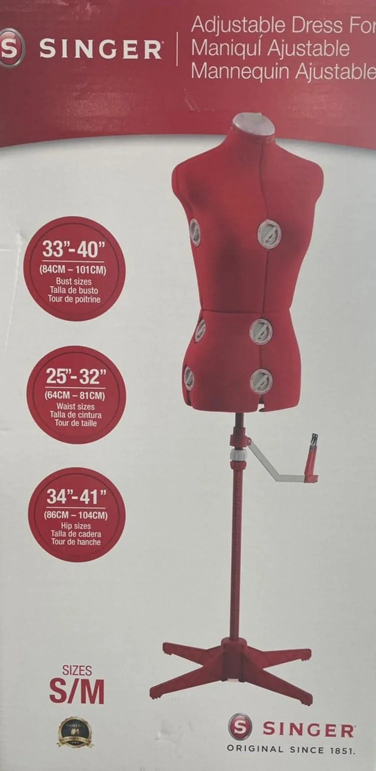 Singer Deluxe Adjustable Dress form S/M Red (mannequin) - Clearance - Ex Display - may show signs of use