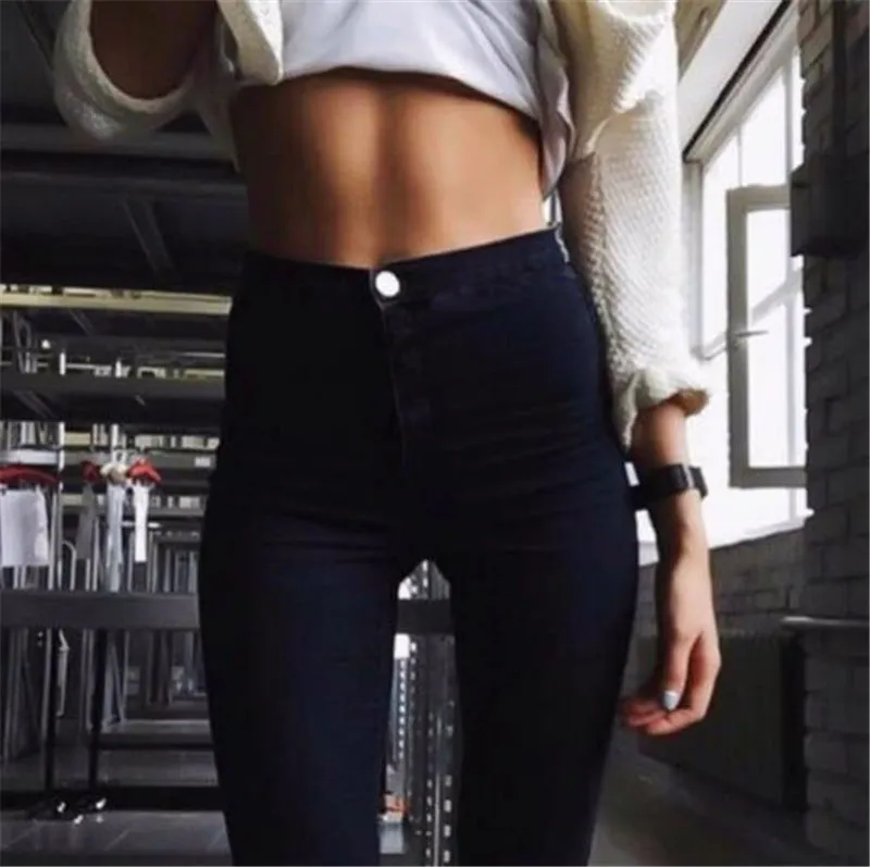 Skinny High Waist Jeans Woman Pants Stretch  Jeans