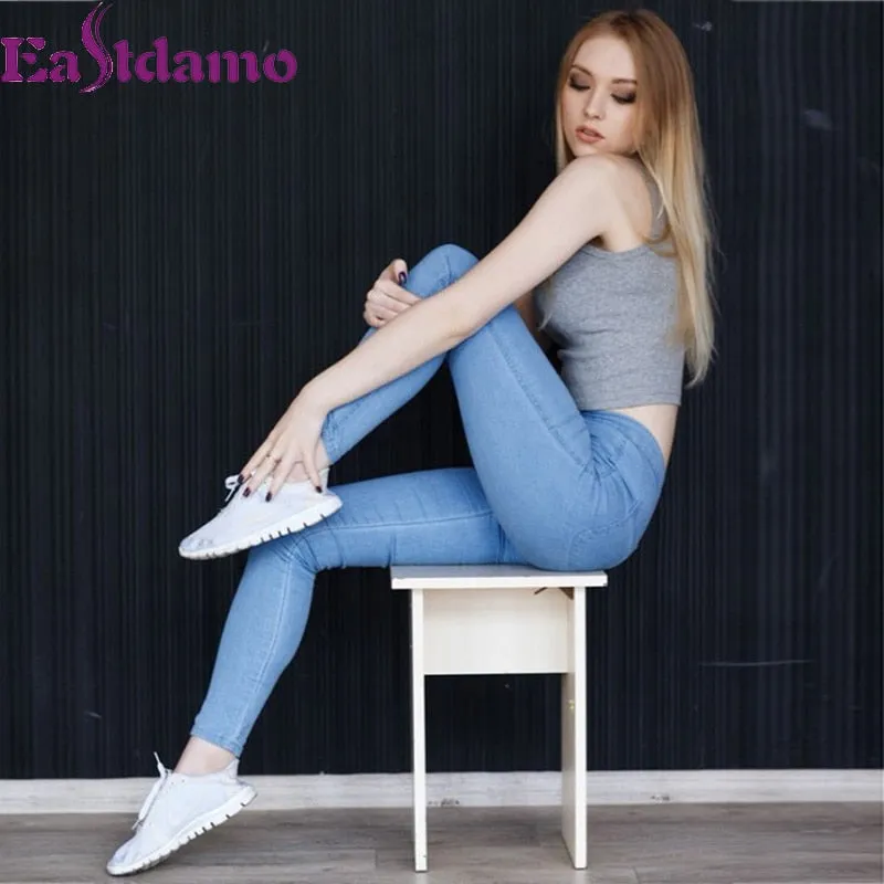 Skinny High Waist Jeans Woman Pants Stretch  Jeans