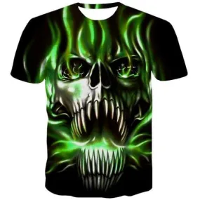 Skull T-shirt Men Ferocious Tshirt Anime Metal T shirts Funny Psychedelic Tshirts Novelty Gothic Tshirt Printed Short Sleeve