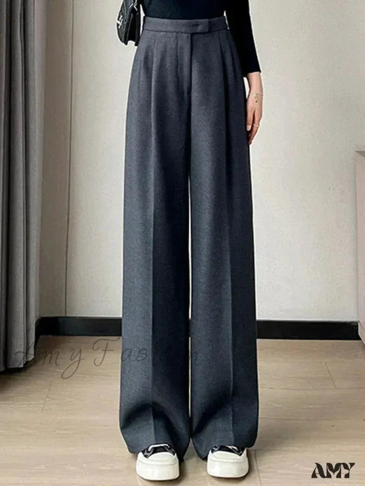 Slim High Waist Casual Solid Color Loose Chic Pants