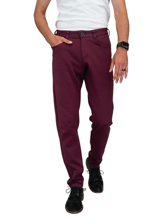 Slim Plum Casual Knit Pants