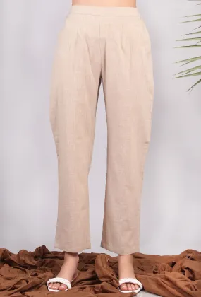 Solid Beige Narrow Pants