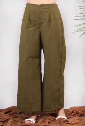 Solid Olive Green Palazzo Pants