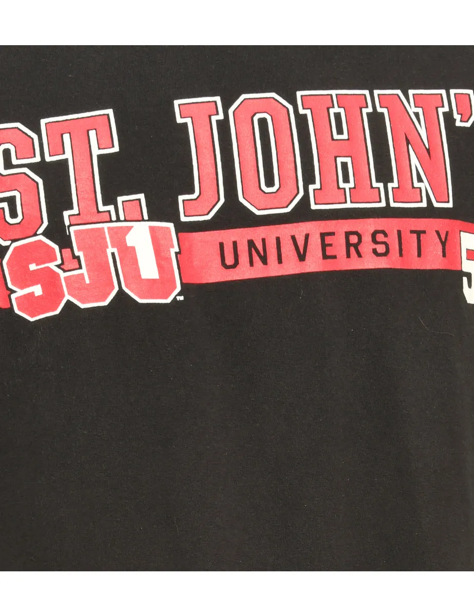 St.John University Black Printed T-shirt - L