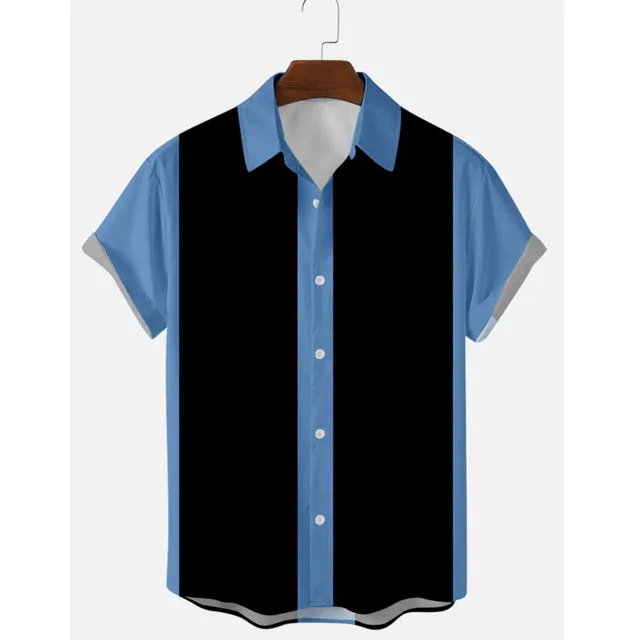 Summer Men Shirts Vertical Wide Striped Short Sleeve Lapel Designer Plus Size 5XL 6XL Shirt Tops