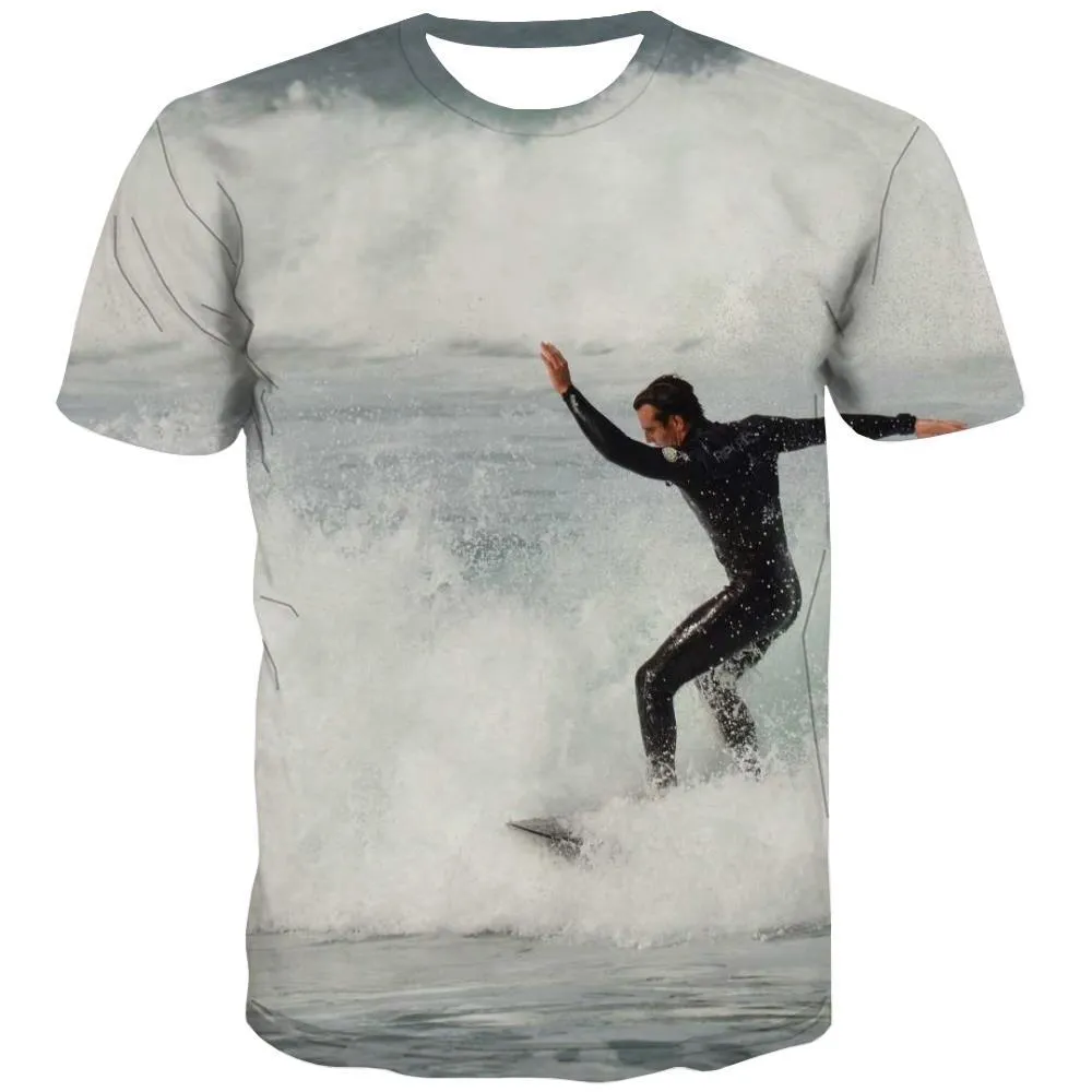 surf T shirts Men The sea T-shirts 3d sport Tshirts Novelty Cool Tshirt Printed