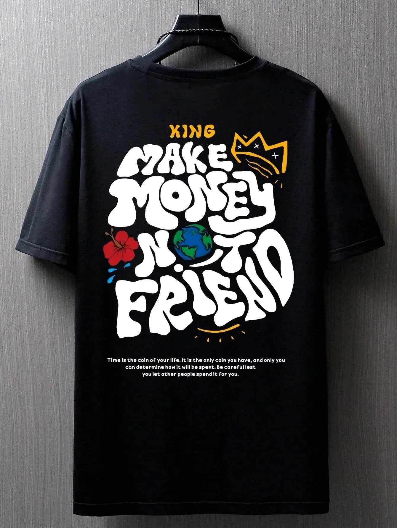 SXV  'Make money not Friend’ Printed Cool Aesthetic Oversized Baggy T-shirt