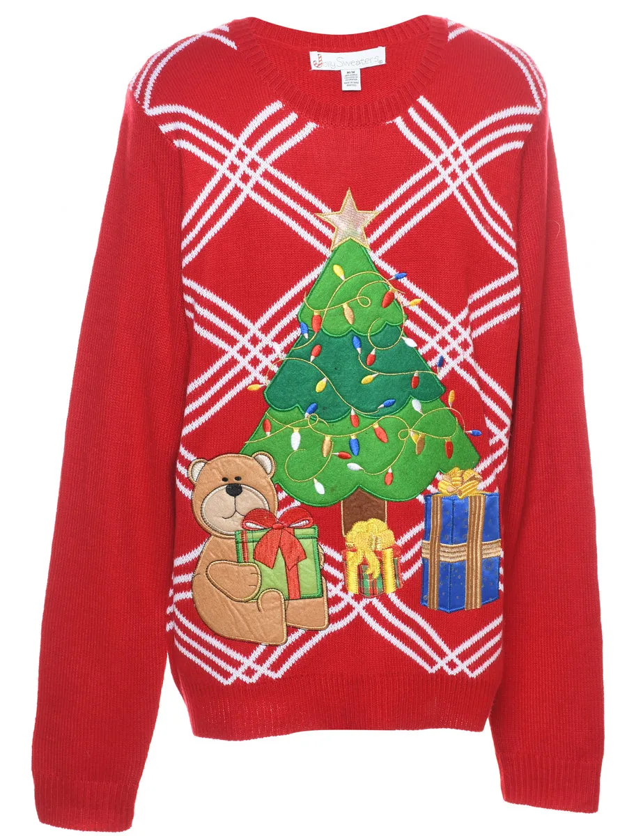 Teddy Bear Design Classic Christmas Jumper - M