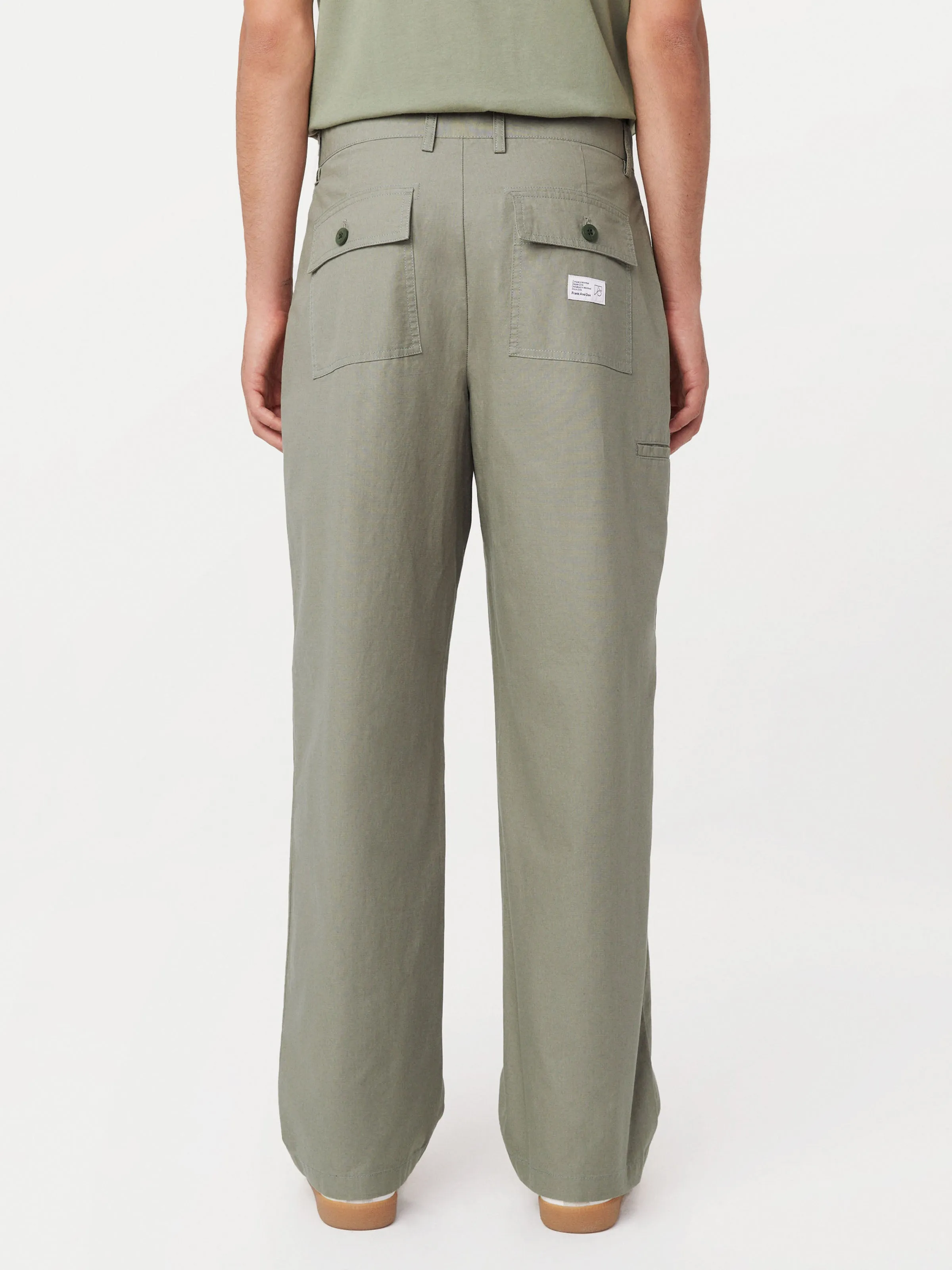 The Theo Baggy Ripstop Pant in Vetiver Green