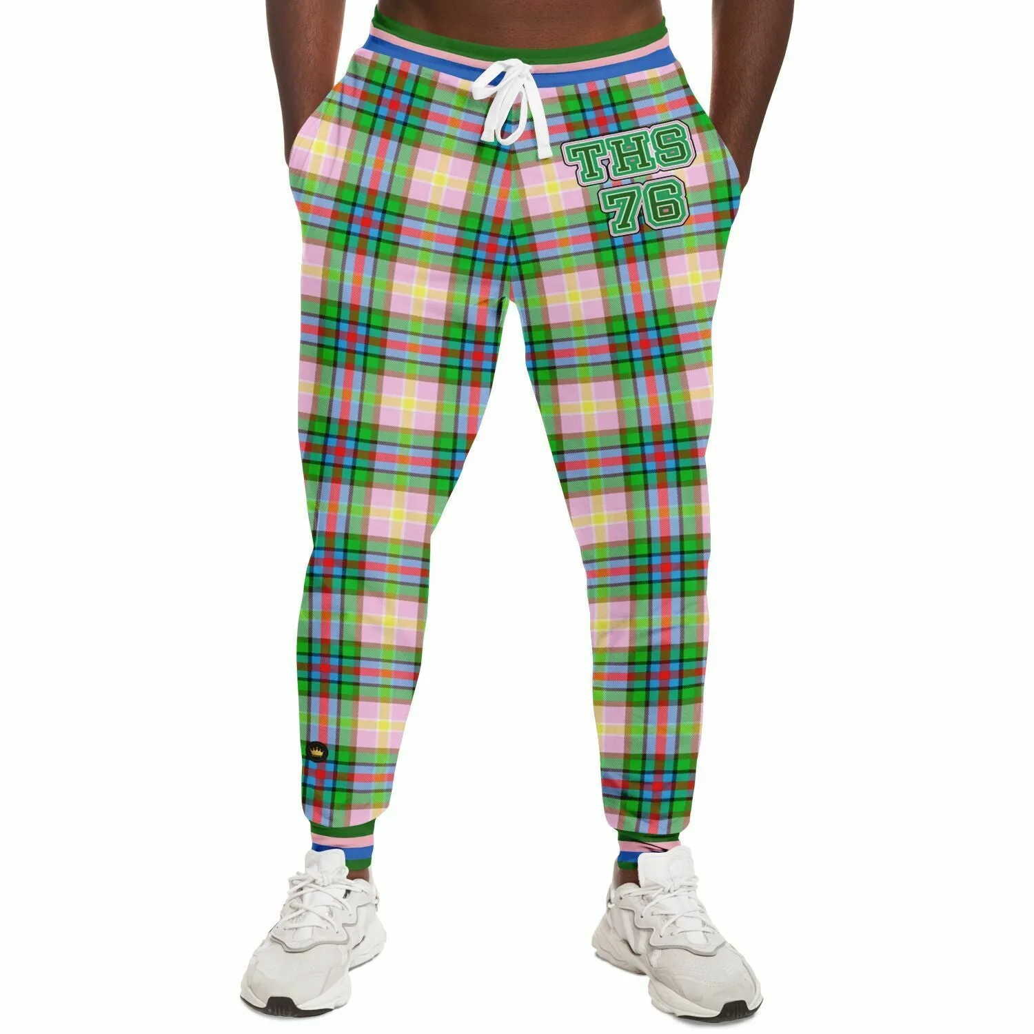 THS 76 Pink Collegiate Tartan Plaid Eco-Poly Unisex Joggers