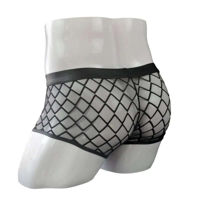 Transparent Mesh See-Through Plaid Boxer